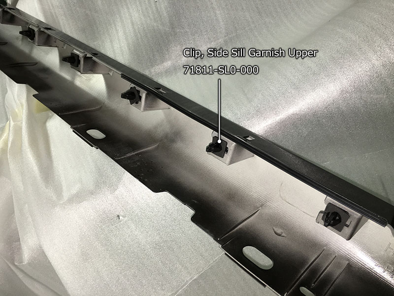 NSX late model side sill garnish upper clip installation