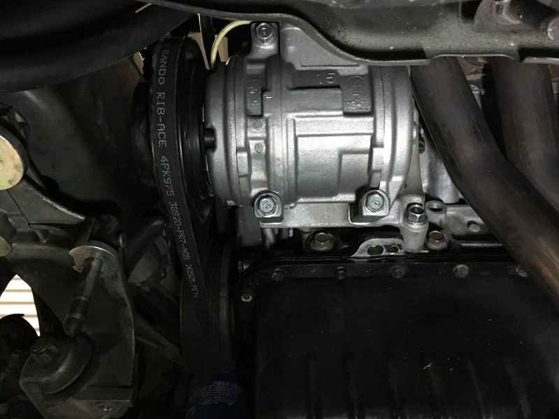 NSX エアコンR12→R134a換装 R134a用コンプレッサ取り付け後